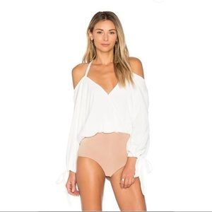 For Love & Lemons Buenos Noches Bodysuit White Beige Small NWT
